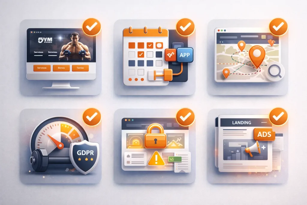 que incluye una web para gomnasios